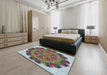 Machine Washable Transitional Purple Rug in a Bedroom, wshpat1874