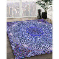 Patterned Deep Periwinkle Purple Rug, pat1875blu