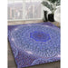 Patterned Deep Periwinkle Purple Rug in Family Room, pat1875blu