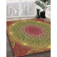 Patterned Brown Red Rug, pat1875brn