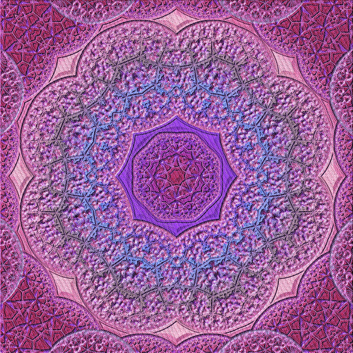 Round Patterned Orchid Purple Rug, pat1875pur