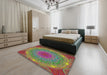 Machine Washable Transitional Brown Red Rug in a Bedroom, wshpat1875