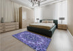 Patterned Deep Periwinkle Purple Rug in a Bedroom, pat1876blu