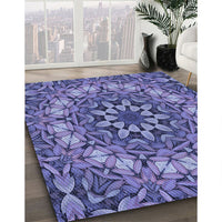 Patterned Deep Periwinkle Purple Rug, pat1876blu