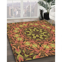 Patterned Caramel Brown Rug, pat1876brn