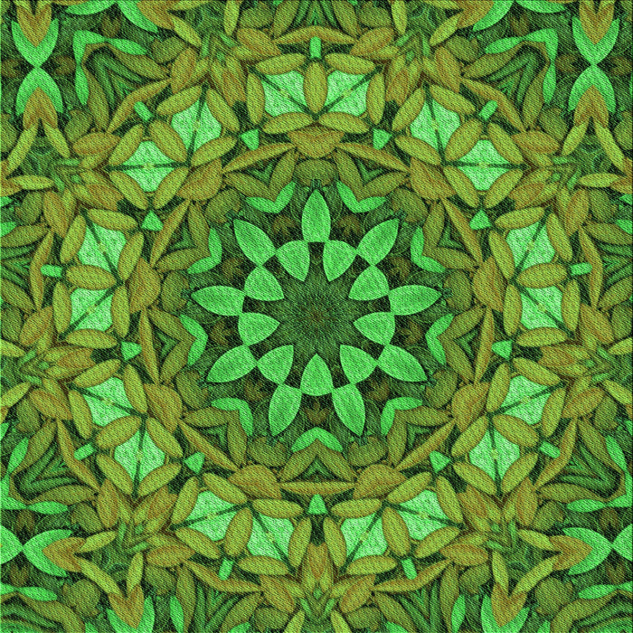 Round Machine Washable Transitional Green Rug, wshpat1876grn