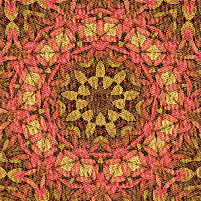 Round Patterned Tomato Red Rug, pat1876org