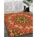 Patterned Tomato Red Rug in Family Room, pat1876org