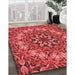 Machine Washable Transitional Red Rug in a Family Room, wshpat1876rd