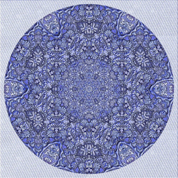 Round Machine Washable Transitional Blue Rug, wshpat1877blu