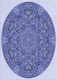 Machine Washable Transitional Blue Rug, wshpat1877blu