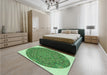 Patterned Forest Green Rug in a Bedroom, pat1877grn