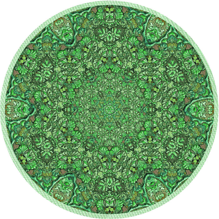 Square Machine Washable Transitional Forest Green Rug in a Living Room, wshpat1877grn