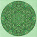 Round Patterned Forest Green Rug, pat1877grn