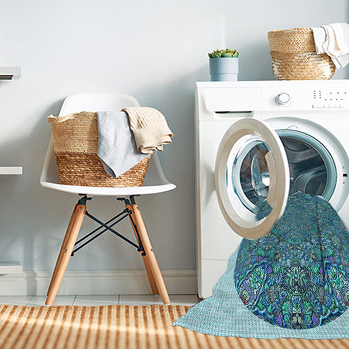 Machine Washable Transitional Greenish Blue Green Rug in a Washing Machine, wshpat1877lblu
