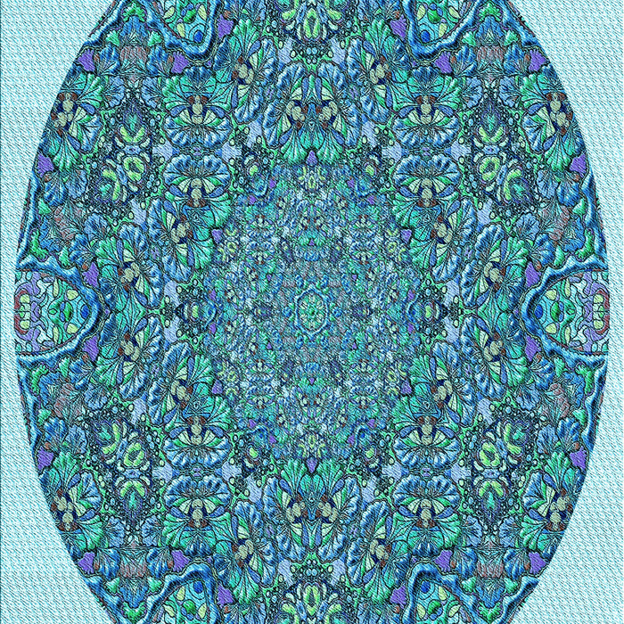 Patterned Greenish Blue Green Rug, pat1877lblu