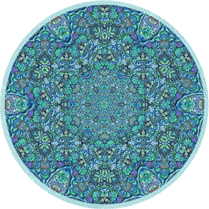 Square Patterned Greenish Blue Green Rug, pat1877lblu