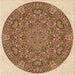 Round Patterned Brown Red Rug, pat1877org