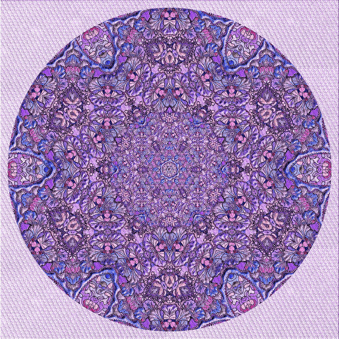 Round Machine Washable Transitional Mauve Purple Rug, wshpat1877pur