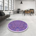 Round Patterned Mauve Purple Rug in a Office, pat1877pur