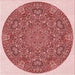 Round Patterned Pastel Pink Rug, pat1877rd