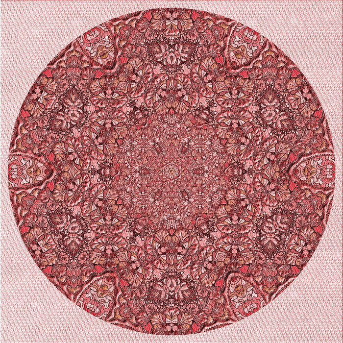 Round Machine Washable Transitional Pastel Pink Rug, wshpat1877rd