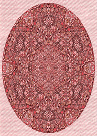 Machine Washable Transitional Pastel Pink Rug, wshpat1877rd