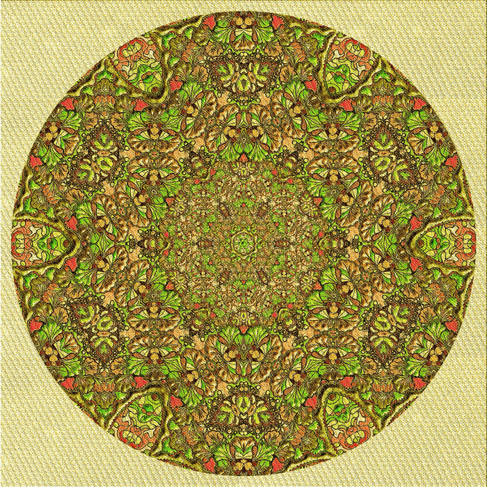 Round Patterned Dark Bronze Brown Rug, pat1877yw