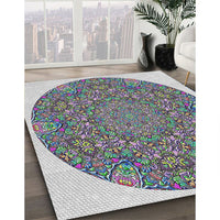 Patterned Platinum Silver Gray Novelty Rug, pat1877