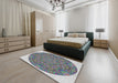 Machine Washable Transitional Platinum Silver Gray Rug in a Bedroom, wshpat1877