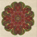 Round Patterned Saffron Red Rug, pat1878brn