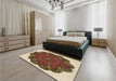 Patterned Saffron Red Rug in a Bedroom, pat1878brn