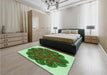 Round Machine Washable Transitional Seaweed Green Rug in a Office, wshpat1878grn