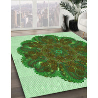 Patterned Seaweed Green Rug, pat1878grn