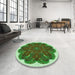 Round Patterned Seaweed Green Rug in a Office, pat1878grn