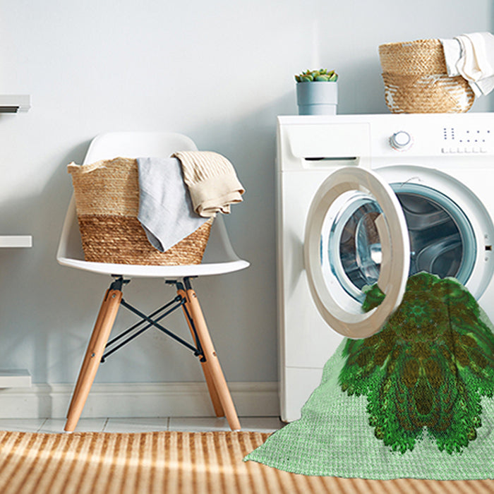 Machine Washable Transitional Seaweed Green Rug in a Washing Machine, wshpat1878grn