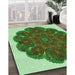 Patterned Seaweed Green Rug in Family Room, pat1878grn