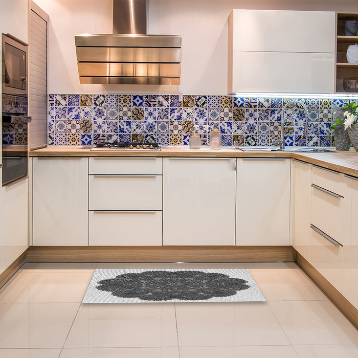 Patterned Silver Gray Rug in a Kitchen, pat1878gry