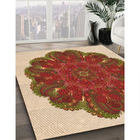 Patterned Tomato Red Rug, pat1878org