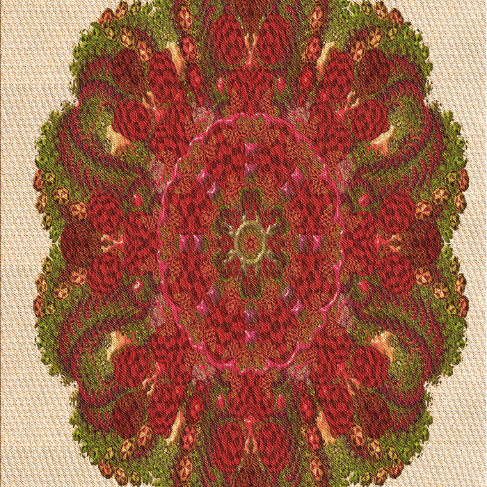 Patterned Tomato Red Rug, pat1878org