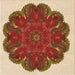 Round Patterned Tomato Red Rug, pat1878org