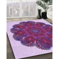 Patterned Bright Lilac Purple Rug, pat1878pur