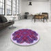 Round Patterned Bright Lilac Purple Rug in a Office, pat1878pur