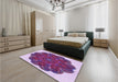 Round Machine Washable Transitional Bright Lilac Purple Rug in a Office, wshpat1878pur