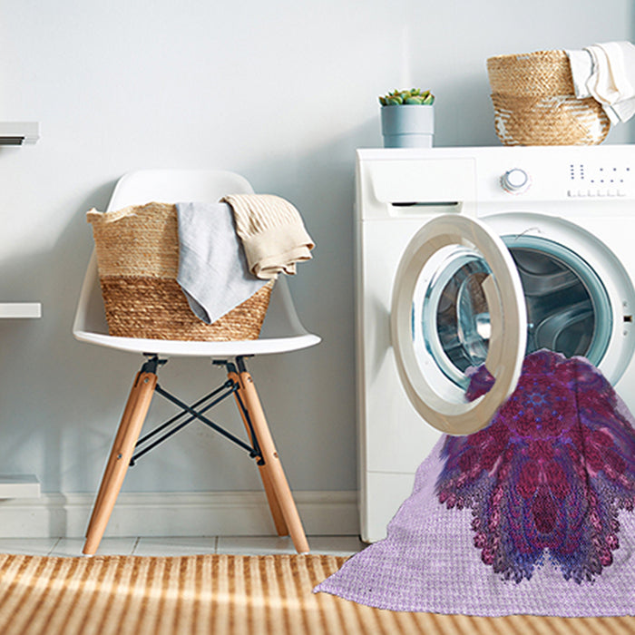 Machine Washable Transitional Bright Lilac Purple Rug in a Washing Machine, wshpat1878pur