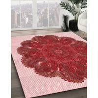 Patterned Pastel Pink Rug, pat1878rd