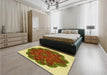 Patterned Metallic Gold Rug in a Bedroom, pat1878yw