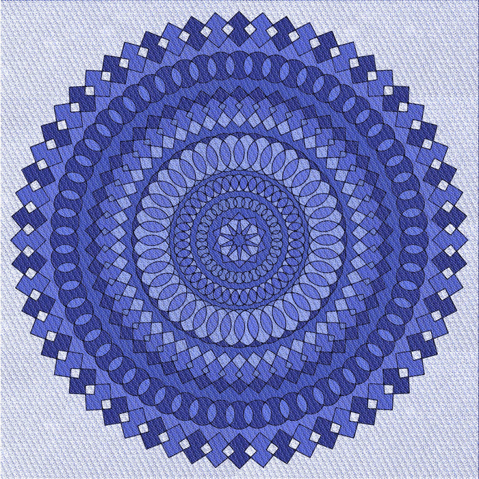 Round Patterned Jeans Blue Rug, pat1879blu