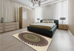 Patterned Dark Brown Rug in a Bedroom, pat1879brn