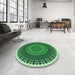 Round Patterned Forest Green Rug in a Office, pat1879grn